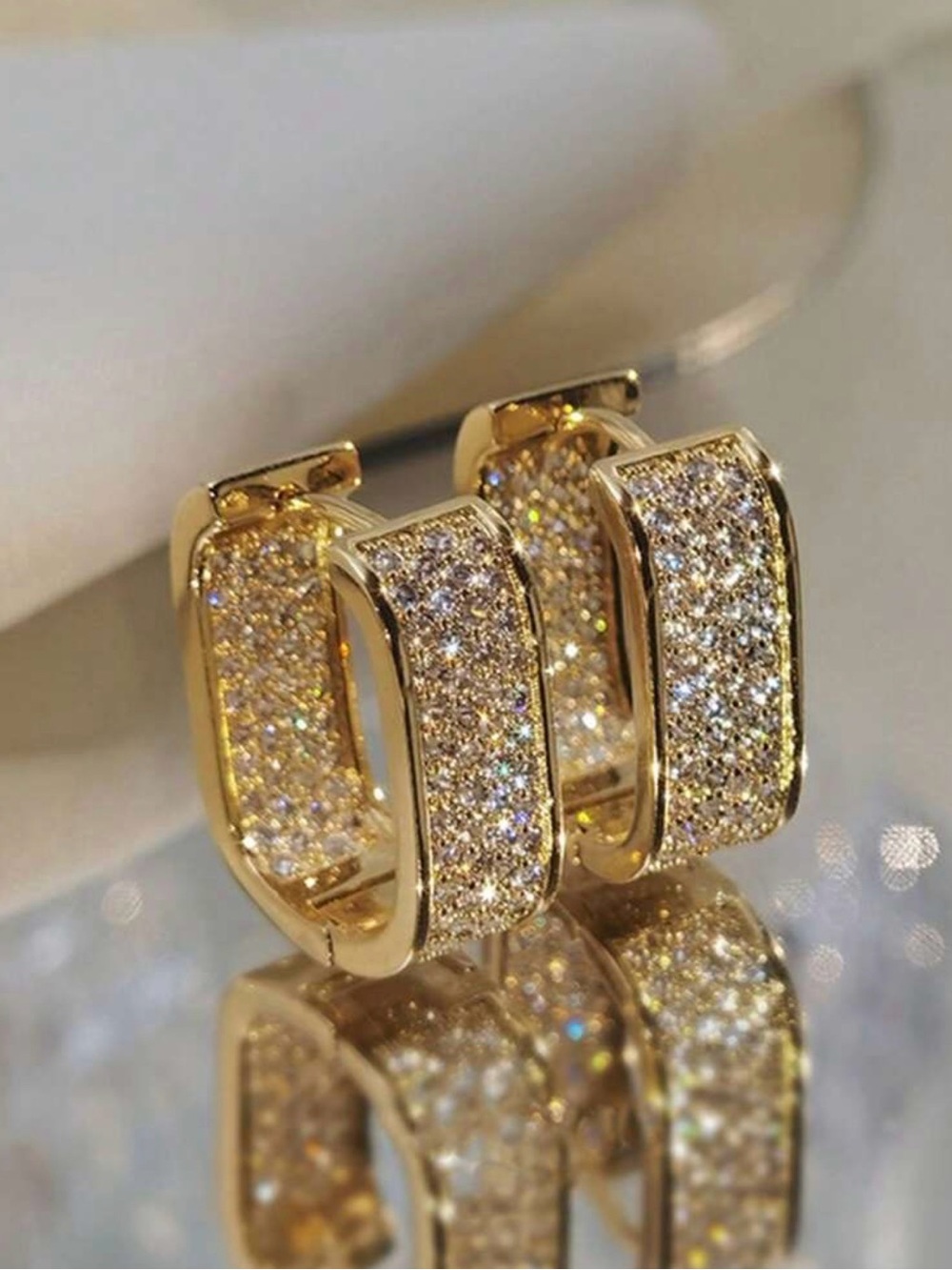 Gold Pavé Huggie Hoop Earrings - 18k Gold Vermeil
